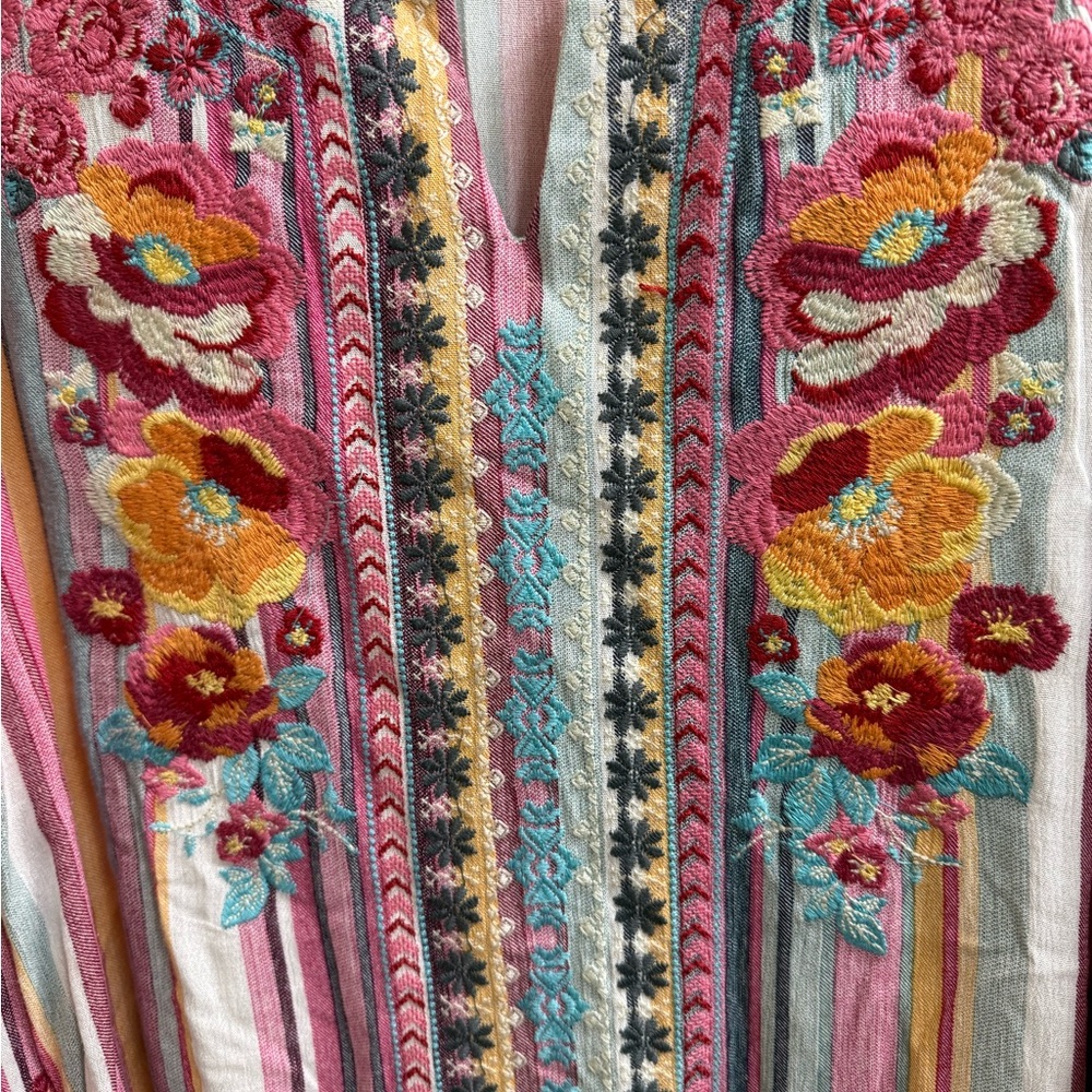 Floral Embroidered Striped (Savannah Jane Dup) Women's Top - Picture 3 of 12